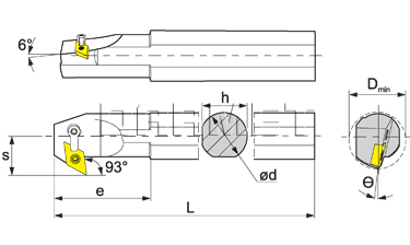 Nóż tokarski składany do toczenia wewnętrznego: S25R-MDZNR-15